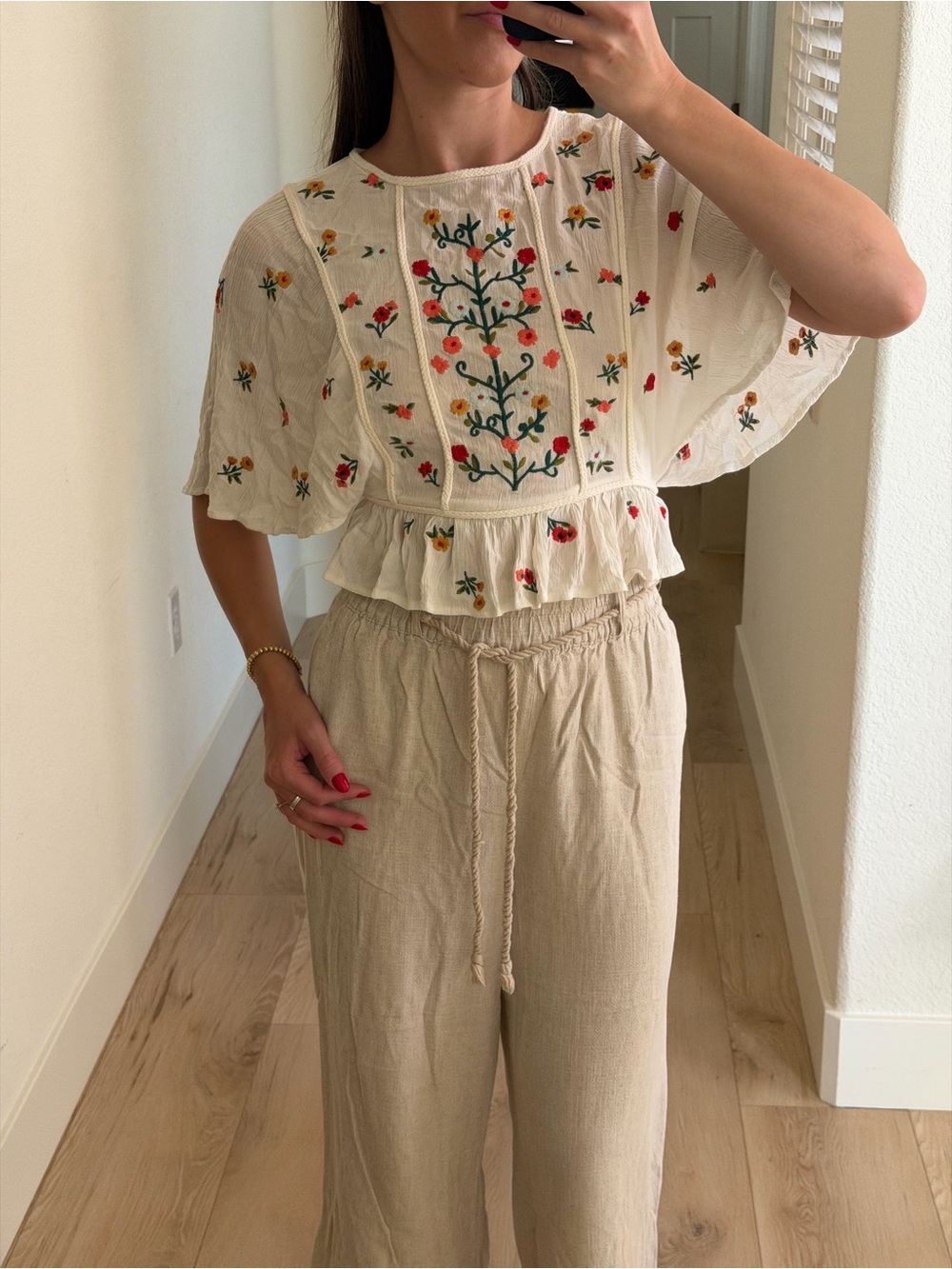 Embroidered open back top